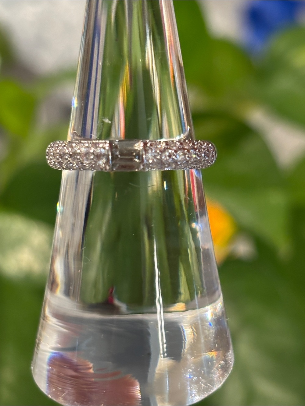 Pavé Diamond Accent Silver Ring